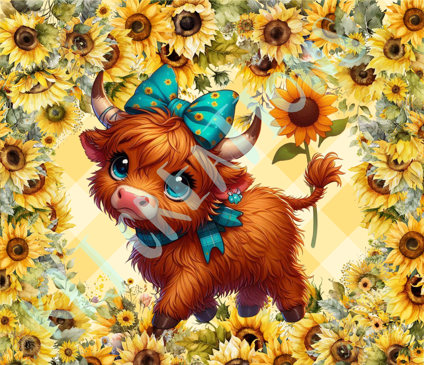 Sunflower Highland Cow