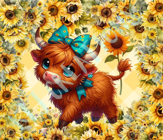 Sunflower Highland Cow